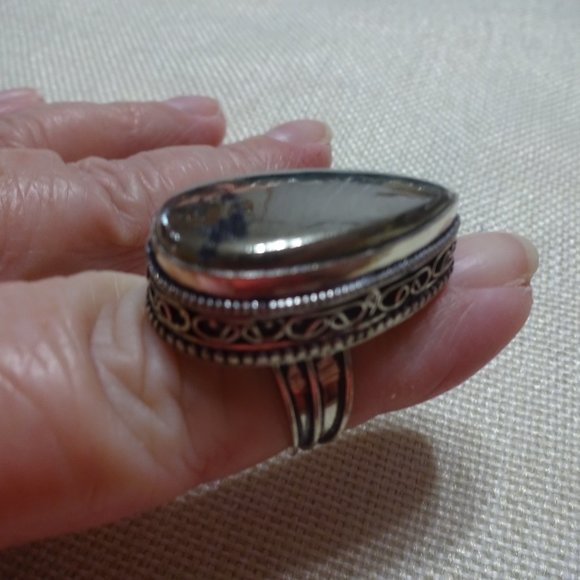 Unique "APACHE PYRITE" Handmade Sterling Ring Size 7.25 #561B - Picture 2 of 3